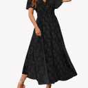 CzzzyL Women's Nursing Boho Floral Dress Flowy Casual V Neck Short Sleeve Wedding Guest with Pockets (S)