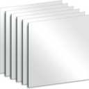 6Pcs Glass Wall Mirror Tiles 6 x 6 x 0.08'' Thick Square Mirror Sheets with Adhesive Stickers for Home Gym, Bedroom, Door, Bathroom, Entryway, Wall Decor