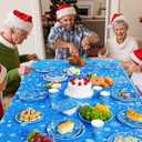 352 Pcs Snowflake Party Tableware Set Disposable Winter Frozen Birthday Party Wonderland Dinnerware Christmas Snowflake Tablecloth Plates Napkins Cups for 50 Guests(Blue)