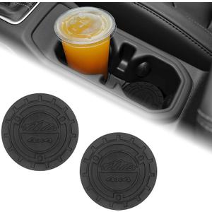 2PCS Auto Car Truck SUV Cup Holder Mat for Jeep Wrangler JL JK JLU&Gladiator JT Accessories,Silicone Cup Inserts Interior Mats (Black)