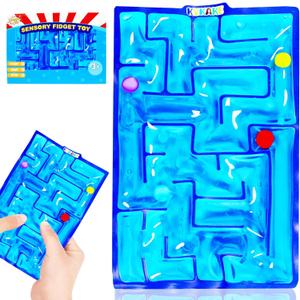 Sensory Maze Fidget, Sensory Toys Fidget Gel Filled Squishy Toy for Kids Adults Autism Stress Anxiety Relief Toys with Filled Goo for Calming Valentines Day Gifts for Him Her (Blue)