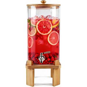 3 Gallon glass Large drink Dispenser for parites with Wood Stand