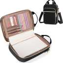 Teamoy Journal Supplies Storage Case, Journal Supplies Holder with Pen Slots, Travel Organizer Holder for B5 Notebooks, Planner, Pens, Journal Supplies and Accessories, Black Quilted