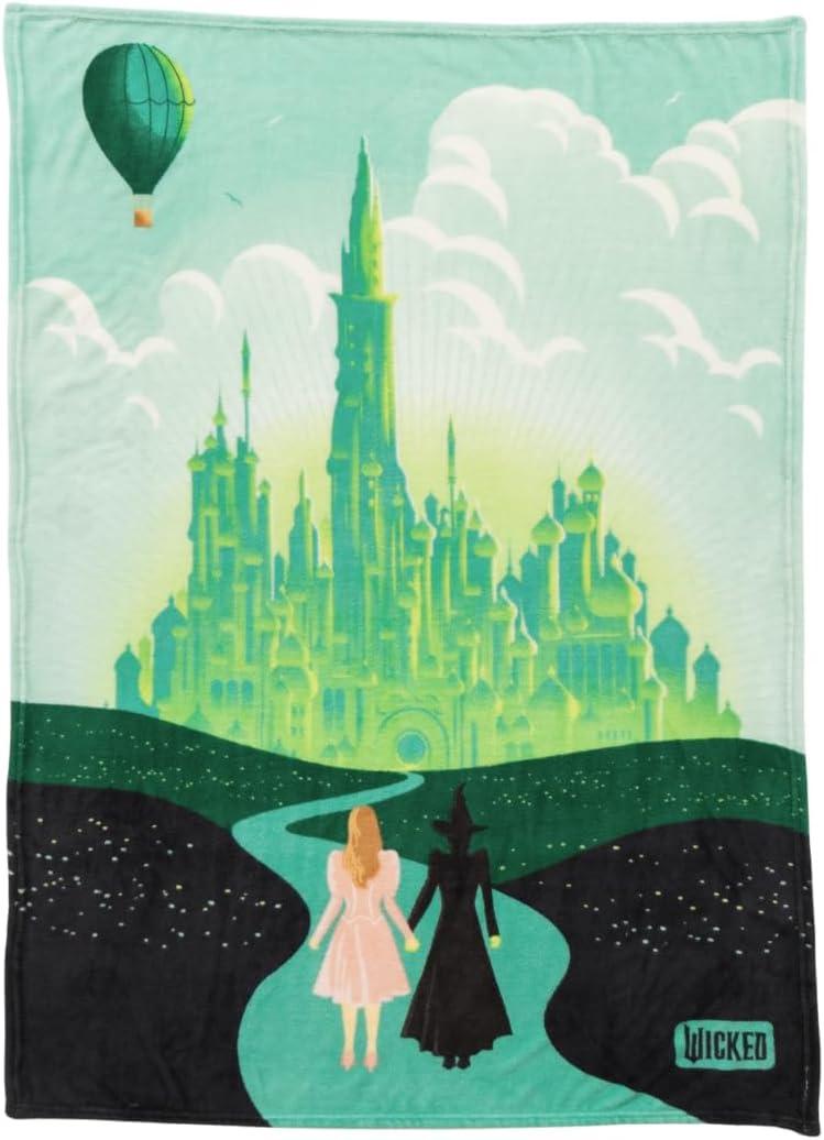 Franco Collectibles Wicked Elphaba and Glinda Bedding Super Soft Cozy Throw, 46 in x 60 in, (Officially Licensed Product)