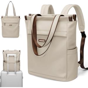 GOLF SUPAGS Convertible Laptop Backpack for Women Casual Daypack Notebook Tote Bag for Work College Travel Leisure (Apricot)