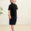 Haloumoning Toddler Baby Boys Dress Shirts Kids Short Sleeve Button Down Shirt School Uniform Summer Casual Tops 5-6Y (Black)