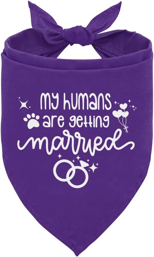 My Humans are Getting Married Dog Bandana - Purple Wedding Scarf Accessory for Small, Medium, Large Dogs - Engagement Gift for Dog Lovers (E45)