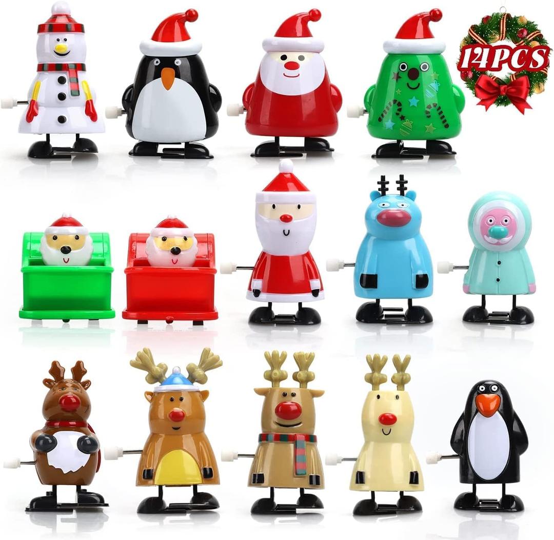 JOYIN 14 Pack Christmas Wind Up Toy Assortments Stocking Stuffers for Christmas Party Favor Supply Accessories (14 Pieces Pack)