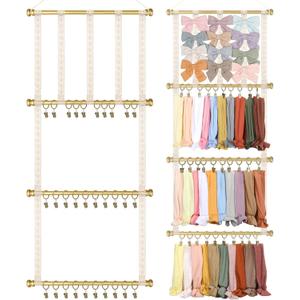 POVETIRE Headband Holder Hair Bows Organizer for Girls,Baby Headbands Hair Accessories Organizer Storage Headband Wall Hanging Decor for Nursery Toddler Girls Room (Bronze Vintage Color)