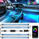 Pak Car LED Lights, Smart RGB 48 LED Car Interior Light with APP Control, Under Dash Car Strip Lights, Music Mode, DIY Mode, 2 Lines Design with Car Charger, Ambient Lighting for Cars, SUVs, Trucks