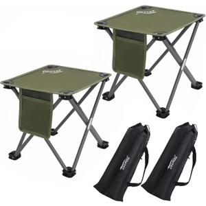 Roptat 2 Pack Camping Stool,Portable Folding Compact Lightweight Stool Seat for Camping Fishing Hiking Gardening Outdoor Walking Backpacking Travelling and Beach with Carry Bag (Dark Green)