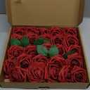 AmyHomie Artificial Flower Dark Red Rose 25pcs Real Looking Fake Roses w/Stem for DIY Wedding Bouquets Centerpieces Arrangements Party Baby Shower Valentines Day Christmas Tree Decorations