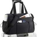 TOPEAST Weekender Bag for Women, Lightweight Puffer Travel Duffle Carry On Bag with Wet Pocket & 40oz Tumbler Pocket, Airline Approved Personal Item Overnight Bag, Black, Large