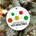 2 x Basketballs Ornament 2025  Deck The Halls with Basketballs Ceramic Ornament  Holiday Tree Decoration for Basketball Players & Fans, Sports Gag Gift & Stocking Stuffer