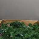 Remote Control&Super Long&8 Modes-18Ft Prelit Snowy Bristle Pine Christmas Garland for Stairs Door Porch Mantle Outdoor Indoor,100 Warm White&Color Switch Lights,Timer,460 Branches 165 Berry Pinecone