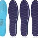 Sintege 3 Pairs Breathable Shoe Insoles Inserts Soft Cushioning Double-Layer Latex Foam Perforated Replacement Insoles for Men 7-11 Woman 2-8(Navy Blue)