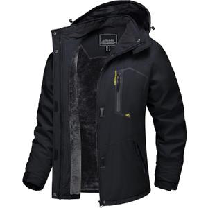 TACVASEN Women's Winter Jacket Waterproof Ski Jackets Snow Coat Warm Fleece Rain Jacket with Hood Windbreaker (Large, Black)