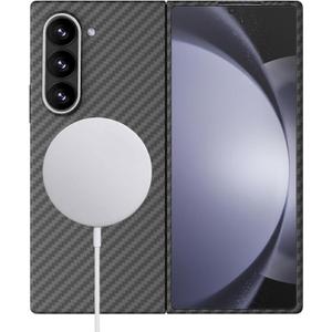 Aramid Fiber Case for Samsung Galaxy Z Fold 7 Compatible with MagSafe, Black 1500D with Carbon Fiber Texture, Super Slim Protective Cover Skin, Soft Touch Sturdy Durable Snap-on Back Cover