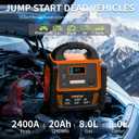 2400A Car Battery Jump Starter and Portable Power Station Starts 8.0L Gas & 8.0L Diesel 6-in-1 Jump Starter with Air Compressor 100 PSI Tire Inflator 400 Watt Inverter AC/DC/USB Outlets