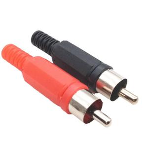 2 x 10PCS Solder RCA Plug Male Audio Video Adapter Connector Professional Red Black Plastic Handle RCA Female Socket Audio Video Soldering Type (5Red 5Black Male)