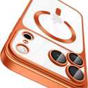 Magnetic Case for iPhone 17 Pro Max with Camera Control Button, Compatible with Magsafe Clear Matte Soft Plated for Women Men, Cover Lens Protector Slim Phone Case for iPhone 17 Pro Max Orange