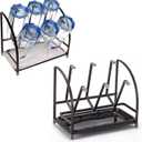 RHBLME 2 Packs Glass Drying Rack, Vertical Bottle Drying Rack Glass Bottle Holder with Drain Tray, Silicone Protective Hooks, Carbon Steel Non Slip Cup Mug Organizer for Glass Coffee Mug Countertop