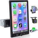 10.4" Single DIN Radio Wireless Apple CarPlay with Rotating IPS HD 1280 * 800 Touchscreen, Car Radio Android Auto, Bluetooth 5.2, FM Radio, Backup Camera, Navigation, Dual USB, Car Stereo Receivers