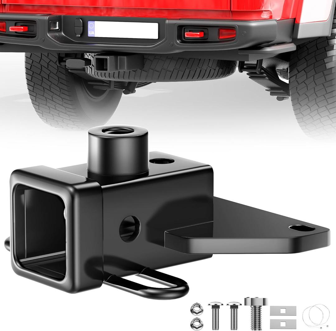 13434 Class 3 Trailer Hitch Receiver for Jeep Gladiator JT(2020-2024),2 inch Tow Hitch with Anti-Rust Gloss Powder Coat Compatible with Ball Racks, Cargo Racks, Bike Racks, Tow Hooks