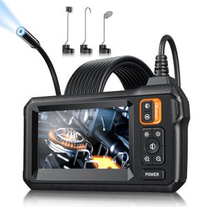 Endoscope Camera with Light, Inspection Borescope Camera with 4.3" IPS Screen, 1920P HD with 8 LED Lights, 16.5FT Semi-Rigid Cord Bore Scope, IP67 Waterproof Endoscope for Sewer, Tools(Orange)
