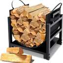 MOFEEZ Firewood Rack Log Holder Indoor with Wood Carrier, Powder-coated Steel Made, Up-loaded to 110lb, 18inch(L) x 13inch(W) x 17inch(H)