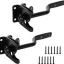 RHBLME 2 Pack Gate Latch for Wooden Fence, Gravity Self Locking Black Door Lock Heavy Duty Wood Metal Door Hardware Kit Stainless Steel Latches Automatic Closing for Outdoor Garden Yard Pool