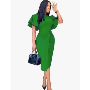 Ekaliy Women's Ruffle Sleeve Vintage Bodycon Peplum Business Formal Work Pencil Dress 3XL Ekaliy Women's Ruffle Sleeve Vintage Bodycon Peplum Business Formal Work Pencil Dress 3XL