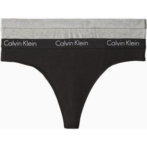 Calvin Klein Women's Motive Cotton Multipack Thong Panty (X-Large, Charcoal Heather/Black)