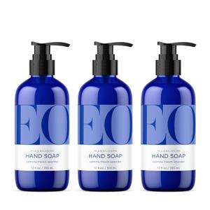 EO Liquid Hand Soap, 12 Ounce (Pack of 3), French Lavender, Organic PlantBased Gentle Cleanser with Pure Essential Oils