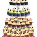 Cupcake Stand, 6 Tier Large Cupcake Stand for 50 Cupcakes, Round Tiered Cupcake Holder, Clear Acrylic Cup Cake Tower Stand, Dessert Table Display Set for Party, Wedding, Birthday, Party, Halloween