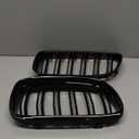 Front Bumper Kidney Grille, Pair Gloss Black Grill Double Line Compatible with 2009-2011 BMW E90 328i 318i 320i 323i 325i 330i 335i