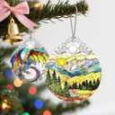 3 x Christmas Ornament, Christmas Decoration, Stained Glass Ornament, Heirloom Keepsakes, Holiday Ornaments, Holiday Presents, Unique Xmas Gifts, Gift Exchange Ornaments, Gift Idea - Mountain Range