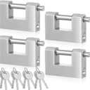 Blulu 4 Pack Heavy Duty Lock for Shipping Container with Iron Keys Iron D-Shaped Padlock for Garage Door, Shed, Storage Unit, Locker, and Warehouse (94mm)