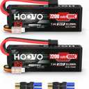 HOOVO 2S Lipo Battery 7.4V 7200mAh 100C RC Lipo Battery Pack Hard Case with TR Plug Compatible with 1/8 and 1/10 RC Truck Vehicles RC Car Truggy Buggy Racing Models-2 Pack