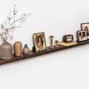 Marsmiles 72 inch Floating Shelves for Wall Elm Wood Live Edge Shelves Wall Mounted|Rustic Long Floating Shelves with Invisible Bracket for Bathroom Living Room Kitchen|Walnut, 1 Pack