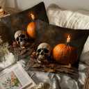 Gothic Halloween Throw Pillow Covers 18x18 Set of 2 | Decorative Cushion Cases for Couch, Sofa and Bedroom | Rustic Fall Pillowcases for Home Decor, Living Room, Farmhouse