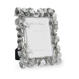 Cuspin 4x6 Silver Picture Frame, Vintage Silver Ornate Leaf Textured Hand-Crafted Resin with Glass Front Antique Photo Frame for Tabletop Display, Retro Design Home Decor