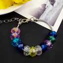 2 x 100PCS Colored Acrylic Crystal Beads Round Crackle Beads Charms for Jewelry Making Bracelets Large Hole Spacer Beads for Hanging Charms DIY Art Christmas Ornament Birthday Gifts (Colour Mixture)