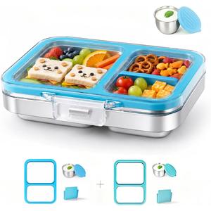 Leak-Resistant 18/8 Stainless Steel Bento Lunch Box Kids 7+ and Adults | 2 Swappable Style Accessories, BPA-Free Tritan Lid, Dishwasher Safe, School, Office & Travel
