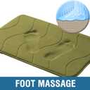 Flamingo P Memory Foam Bath Mat Non Slip Super Absorbent Shower Rug for Bathroom,24x17,Olive (Olive Wavy Line)