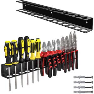 Screwdriver Plier Organizer Wall Mount,Screwdriver Rack,Metal Plier Holder Utility Tool Holder Organizers and Storage Rack for Garage Workshop Workbench Tool Chest Cart