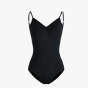 HROYL Women's Classic V-neck Dance Camisole Leotard with Adjustable Straps for Ballet Gymnastics, S, Black