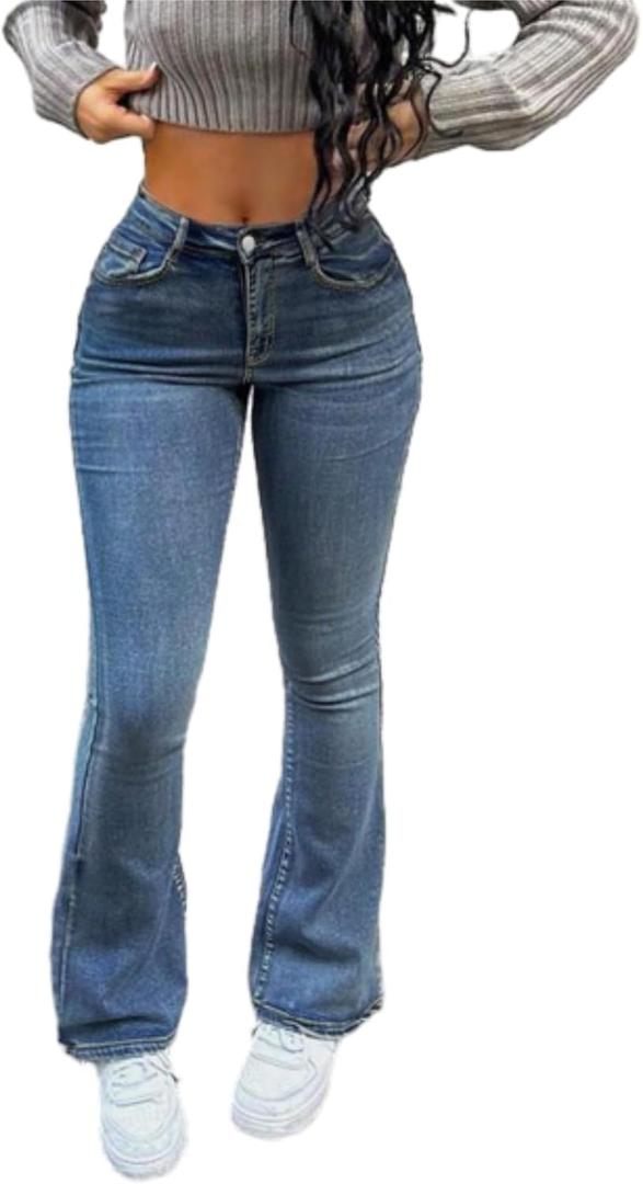 Butt Lifting Jeans for Women Stretch High Waisted Bootcut Denim Pants Light Weight Casual Vintage Wash Boot Cut Womens Jeans (M)