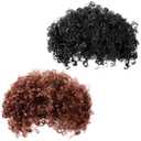 2 Pcs Afro Wig Short Curly Rocker Party Afro Wig 70s 80s Synthetic Fluffy Cosplay Fancy Funny Wigs for Men Women (Black, Brown)