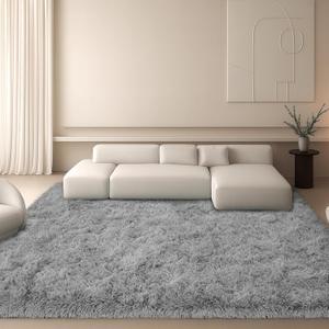 6x9 Area Rugs Living Room,Gray Large Plush Fluffy Bedroom Carpet,Non-Slip Upgraded Indoor Thick Soft Rug,Modern Plush Carpet Suitable for Kids Home Decor Aesthetics Dorm.